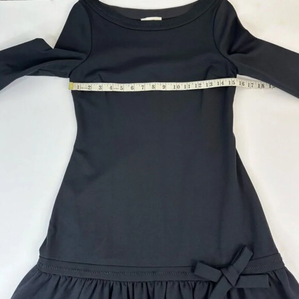 Kate Spade New York Arlen Ponte Dress Black 3/4 Sleeve Bow Drop Waist Size 2 NEW